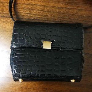 🌟Host Pick🌟VINTAGE 90’s Black Croc Crossbody Bag 🐊
